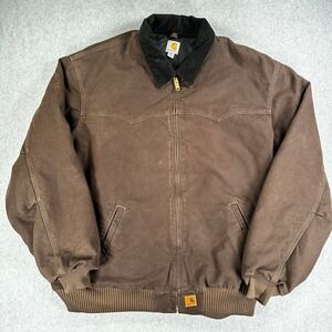 Carhartt Quilted Jacket Santa Fe Duck Lined Brown J14 Mens Size 4XL Tall